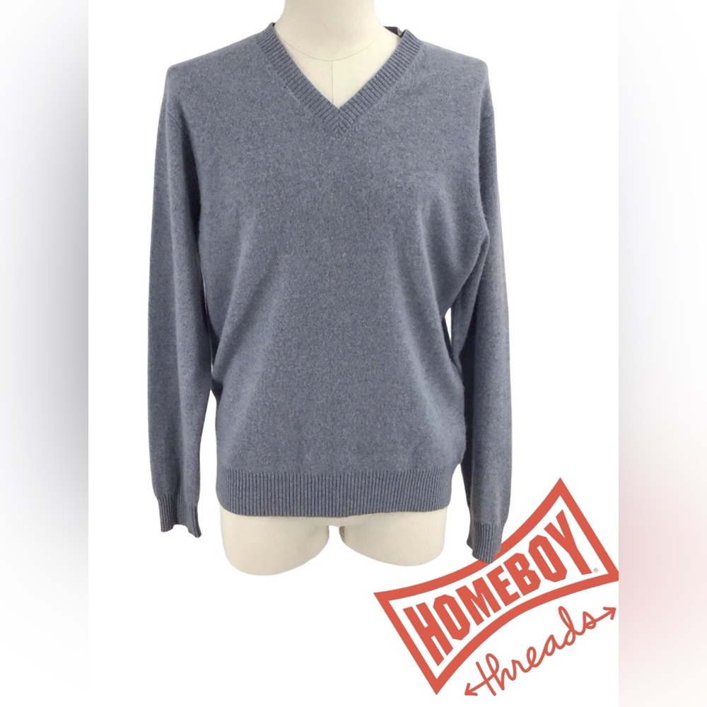 Magaschoni Gray V-Neck Sweater Classic Pullover